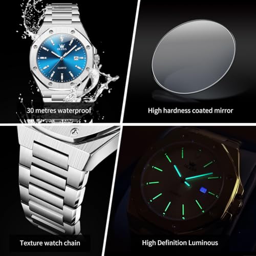 Image of OLEVS Watches for Men Luxury Fashion Large Dial Male Watches Analog Quartz Stainless Steel Waterproof Business Dress Men's Wrist Watch