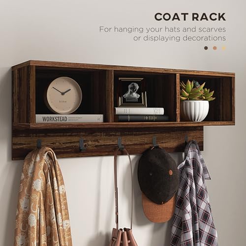 HOMCOM 2-in-1 Coat Rack Shoe Bench Set, 5-Hook Hall Tree with Bench and Shoe Storage for 10 Pairs of Shoes for Entryway, Hallway, Brown