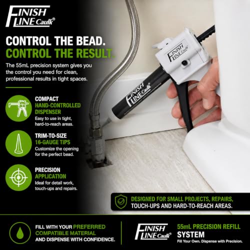 Image of Precision 55 ML Dripless Syringe-Style Caulk and Sealant Applicator - Empty Syringe Barrels, Fine Tip Nozzles, Caps & Easy-Fill System - Ideal for Caulking, Adhesives, and Sealants
