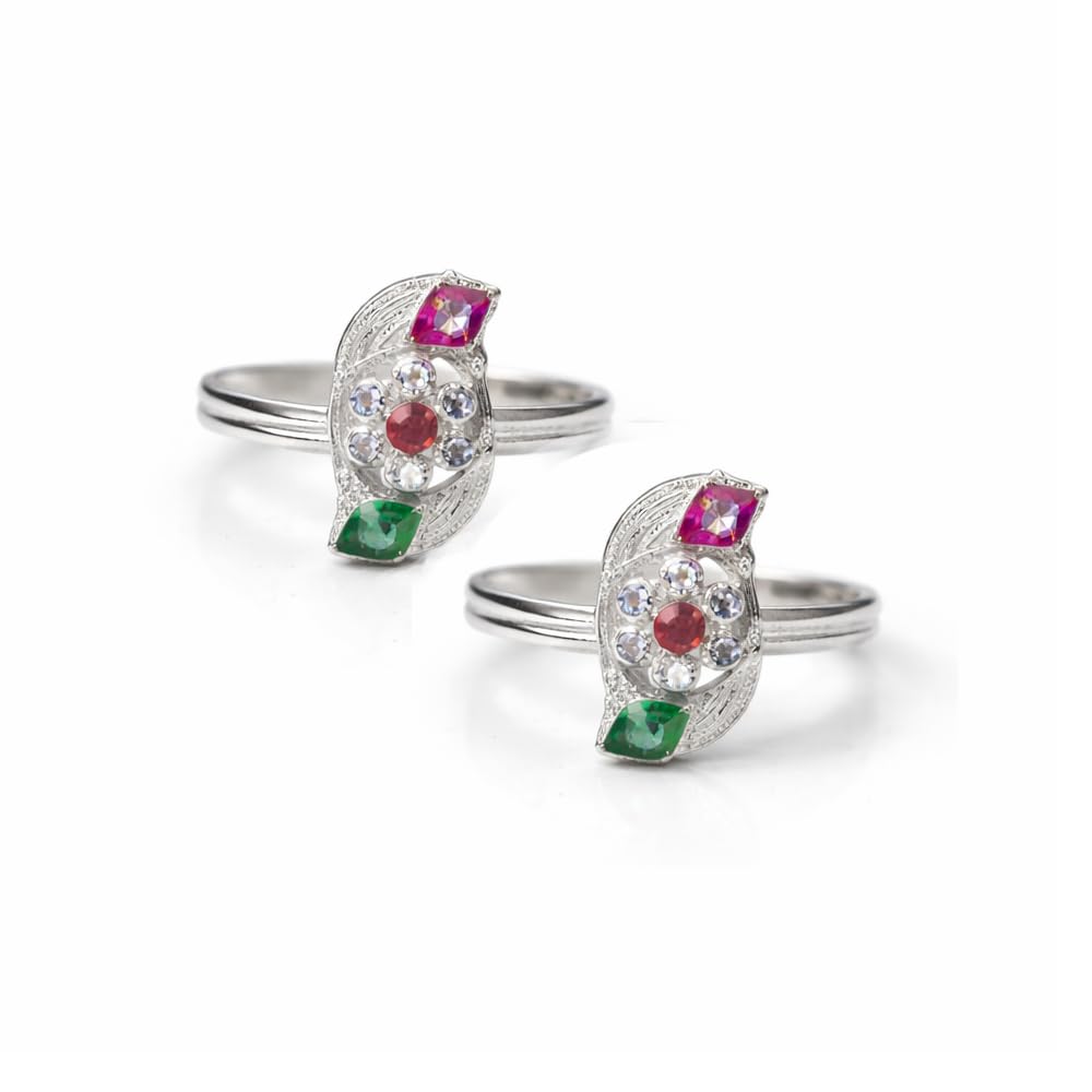 anuradha Plus Jewellery fancy silver finish floral design Adjustable feet accessories/Bicchiya/Bichudi/toe ring/Traditional 1 pair for women.-picture-51