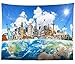 BELECO 8x6ft Fabric Around The World Travel Backdrop Global Travel World Map Photo Background Famous Landmark Earth Backdrop Home Decor Birthday Party Banner Kids Adult Portrait Photoshoot Props