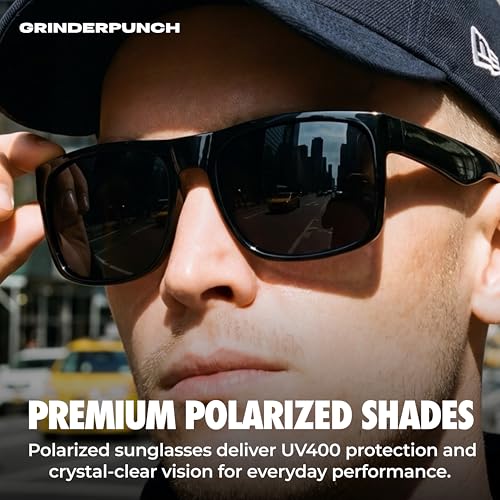 Image of grinderPUNCH Polarized Square Sunglasses for Men UV400 Protection Driving Fishing Sunglasses Mens Shades Mirrored Sunglasses