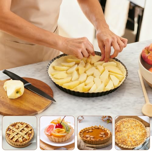 4 Pack Quiche Dishes with Loose Base 20/22/24/26 cm, Non Stick Flan Tins with Removable Bottom Carbon Steel, Round Fluted Tart Tin for Baking Oven Pie Pan - Image 6