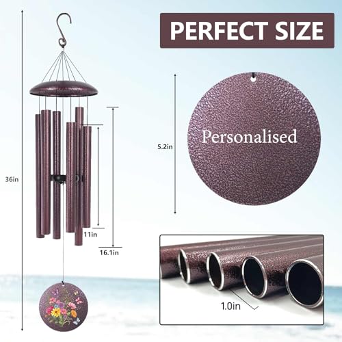Image of Personalized Deep Tone Wind Chimes 30 /36 /45in,Personalized Gifts for Memorial Retirement Wedding Anniversar Birthday, Customized Wind Chimes for Outside