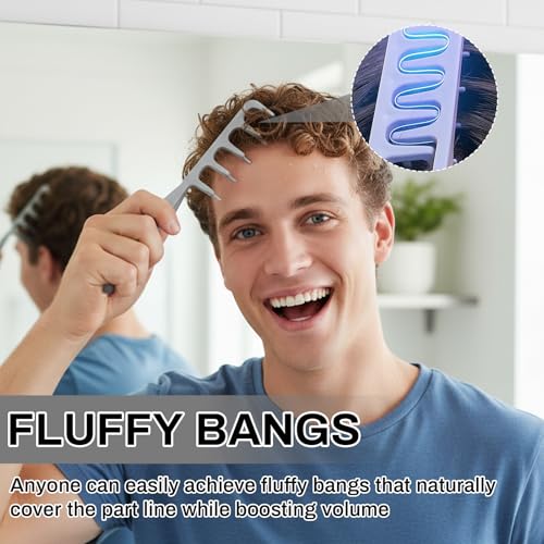 Styling Kamm mit Textur Comb,Textur Styling Kamm,Breiter Zahn kämm Männer,Roots Volume Toolleichtes Pflegezubehör,Ideal für lockiges Haar,Volumen für Die Haarwurzeln Mit Ponyansatz Pflegen