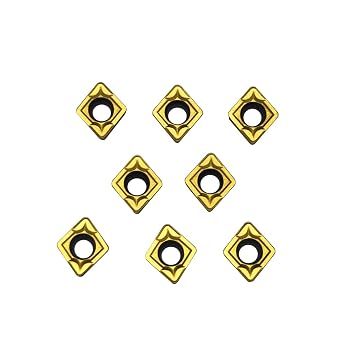 10pcs RHFGYY CCMT21.52 Carbide Turning Inserts Cutting Tools for SCLCR SCLCL Turning Tool Holder Indexable Boring bar Used for Steel Stainless Iron Cast Iron CCMT21.52Yellow