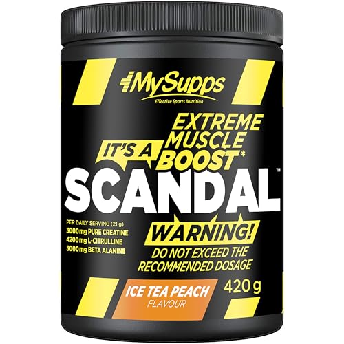 My Supps Scandal Extreme Muscle Pre Workout Trainings-Booster - Eistee Pfirsich mit Kreatin, Citrullin, Beta Alanin, Koffein & Tyrosin für Energie - Gym Nutrition Supplement - 20 Portionen 420g