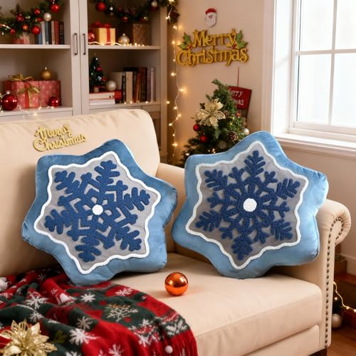 Lanpn 2 Stück Weihnachtskissen, Schneeflocke Kissen Niedliche...