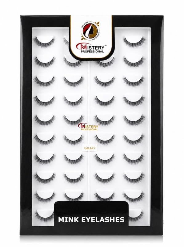 Mink Eyelashes 20 Pairs (Galaxy Shade) | Reusable Wispy False Eyelashes with Natural Volume | Lightweight Comfortable Band | Long-Lasting Dramatic & Everyday Look Lashes for Women-image-0