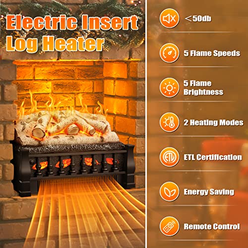 Image of Antarctic Star 21 Inch Electric Fireplace Log Heater Remote Control Realistic Flame Effect Ember Bed, Leaves Pattern, Overheated Protection, Adjustable Brightness&Speed, Indoor Use（750W /1500W）