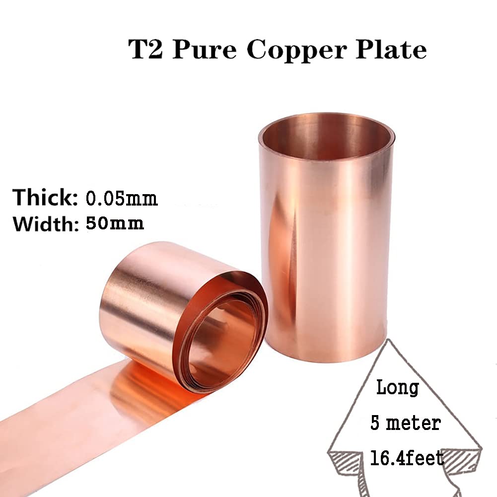 Arkusze mosiężne, blacha foliowa Taśma miedziana Folia 99,9% Czysta T2 Miedź Cu Blacha Metalowa Płyta do Urządzeń Przemysłowych(0.05mmx50mmx5m)
