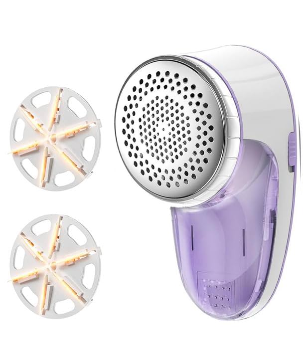Ruidla Fabric Shaver Lint Remover, Sweater Shaver with Replaceable Stainless Steel 6-Leaf Blades, Fabric Defuzzer for Clothes Fuzz, Lint Balls -