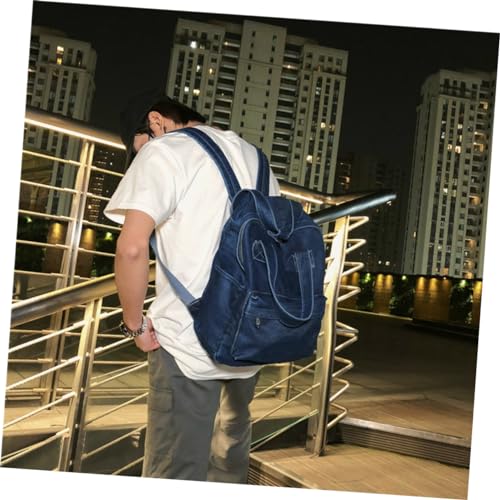 Didiseaon High Capacity Denim Backpack for Students Fashion Shoulder Bag for Men and Women Durable Lightweight with Breathable Straps Dark Blue2