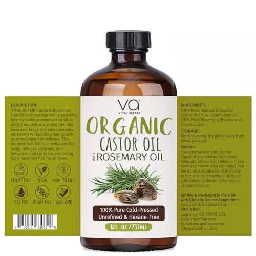 VITAL AFFAIR Organic Castor Oil with Rosemary – 8 oz — view 7