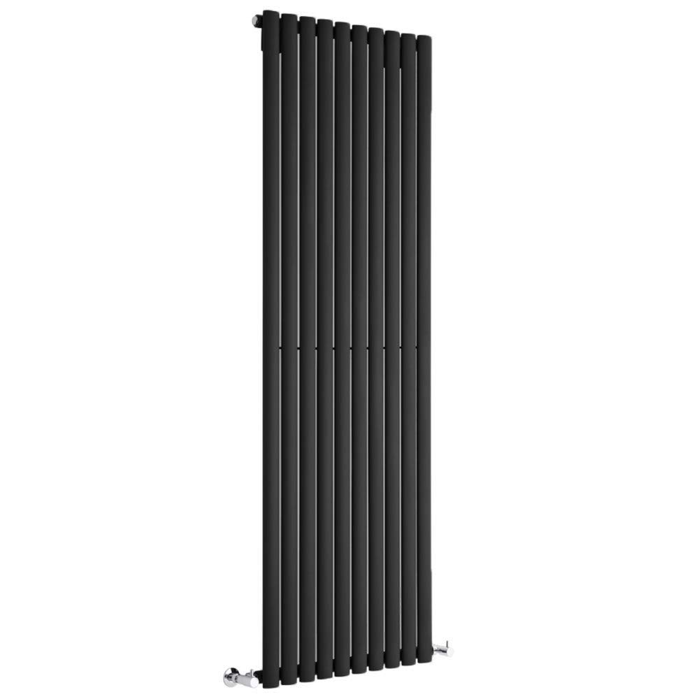 Milano Aruba Black Vertical Single Oval Panel Radiator - 1780mm x 590mm