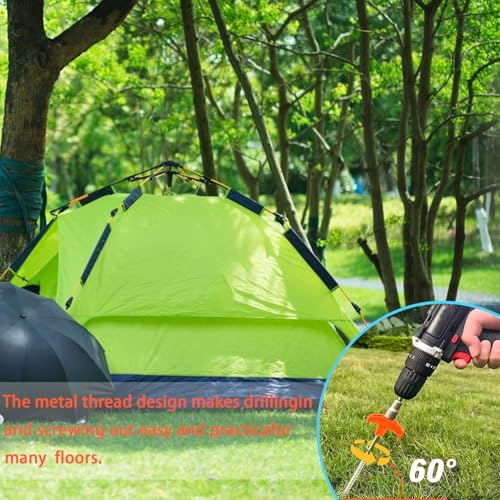 BOOSHMall 20x Schraubheringe, Robuste Stahl-Heringe, Heringe Erdnägel Stabil für Camping und Outdoor, Sturmsichere Erdnagel für Harten Boden,Wald, Wiesen, Gras