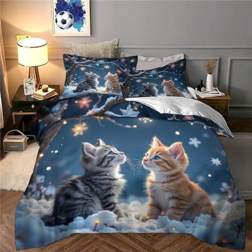 Housse de Couette Hérisson de Noël 200x200 Parure de Lit Microfibre