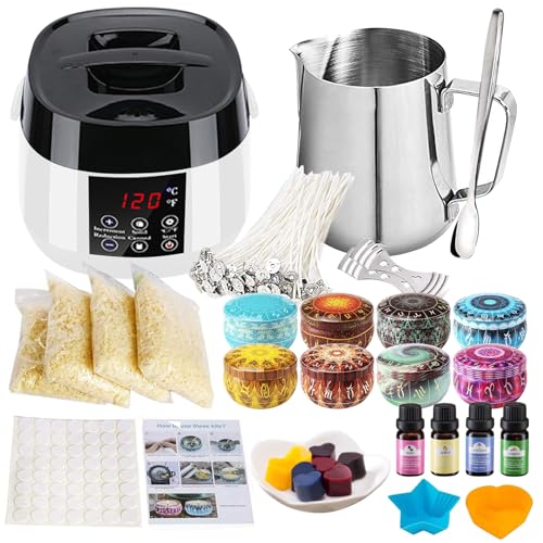 BritPick Electric Candle Making Kit with Melting Pot, DIY Wax Melt Making Kit with 480g Soy Wax, for Adults & Beginners, Candle Making Supplies
