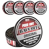5 Cans, BaccOff Original Fine Cut, Black Tea Base with Bold, Smoky Flavors