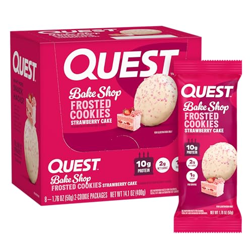 Quest Nutrition Frosted Cookies Twin Pack Strawberry Cake 1g Sugar 10g Protein 2g Net Carbs Gluten Free 16 Cookies