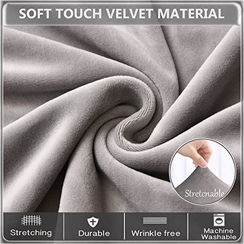 Boguang Velvet Tufted Wingback Chair Cover Slipcovers,Stretch Fit Dining Chair Covers,Reusable Washable Soft Spandex Sloping Armchair Cover (Silevr Grey,Set Of 4) #TOP6