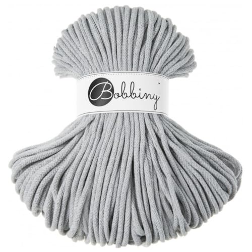 Bobbiny Corde Macramé Tressée Premium 5mm (Light Grey) 100m