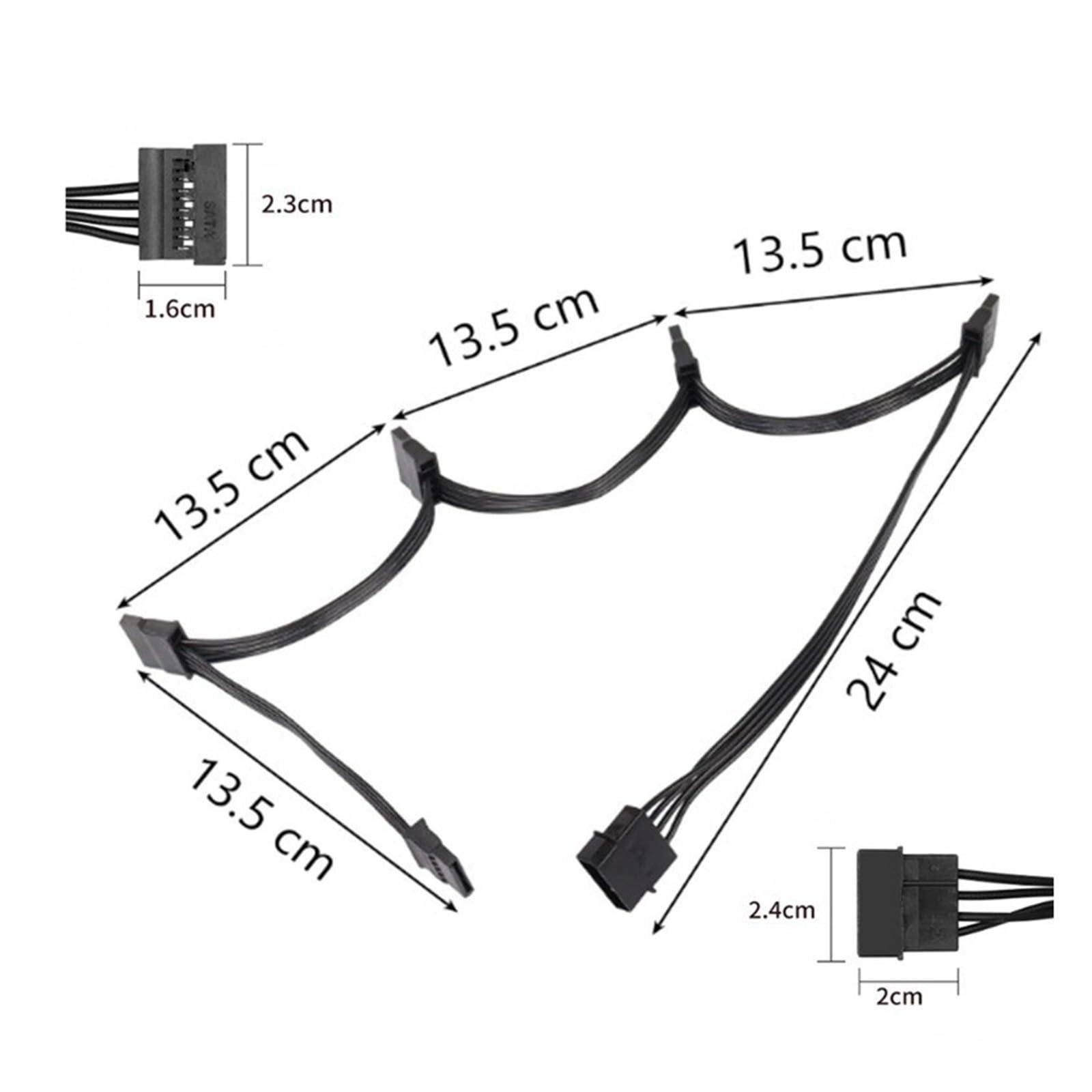 Generico Cavo di alimentazione LP4 IDE 4 pin maschio a multi SATA 15