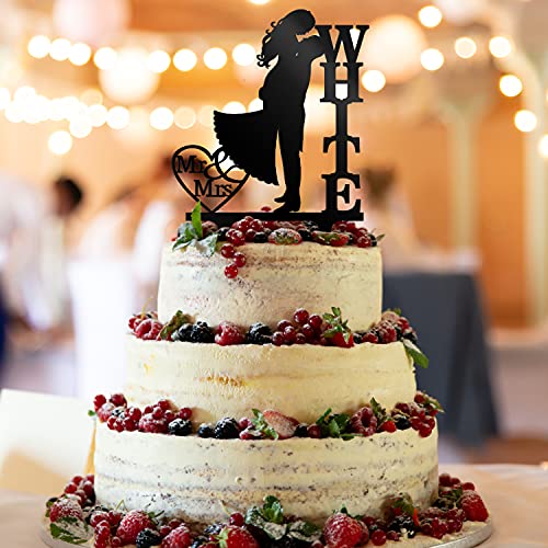 Groom & Bride Kissing Each Other Customized Wedding Cake Topper Personalized Cake Topper Wedding Favor Last Name To Be | Solid Color Cake Toppers #TOP2