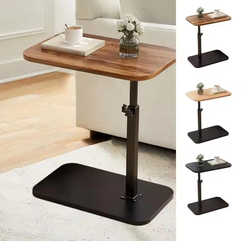 Image of Side Table Stands Couch Side, Swivel TV Tray Table, C-Shaped End Table, Small Center Table for Home Office for Bedroom, Living Room | Closet with Dustproof Door (Square Table-YZ)