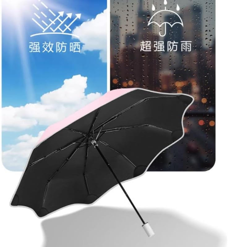 Three Fold Rounded Corner Rain Purpose Impact Cloth Sun Umbrella