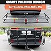 WEIZE Folding Hitch Mount Cargo Carrier Basket 60" x 20" x 6" with Waterproof Bag, Net, Strap, 2-Inch Folding Shank, 500 lbs Capacity Hitch Rack, Steel Construction