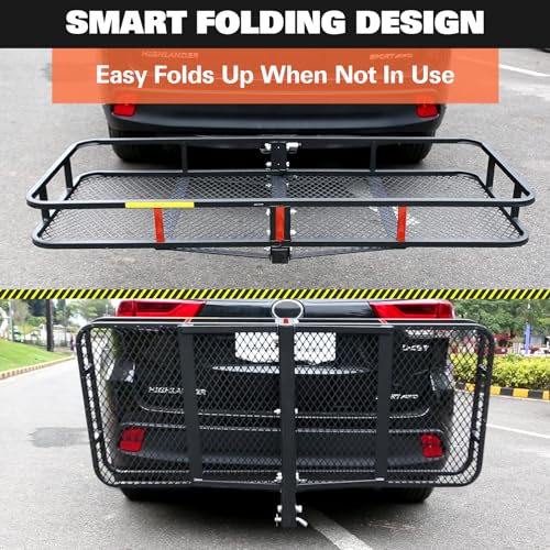 image for WEIZE Folding Hitch Mount Cargo Carrier Basket 60