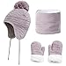 Yutdeng Kinder Wintermütze Handschuhe Schal Baby Mädchen Jungen Earflap Mütze Strickmütze Babymütze Halswärmer Runder Schal für 1-6 Jahre