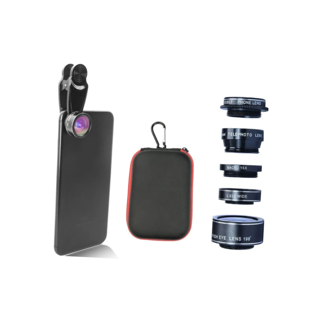 Housoutil Kit Di Lenti Per Fotocamera Del Tuo Telefono Fish-eye Wide Macro Facile Da Installare