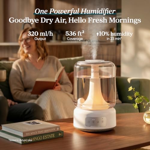 Image of Levoit Humidifiers for Bedroom Large Room Home, 6.2L Cool Mist With 62H Runtime, Top Fill Design, Dishwasher Safe, Easy to Clean, Quiet 26dB, Manual Touch Control, Auto Shut Off, NeoClassic 650