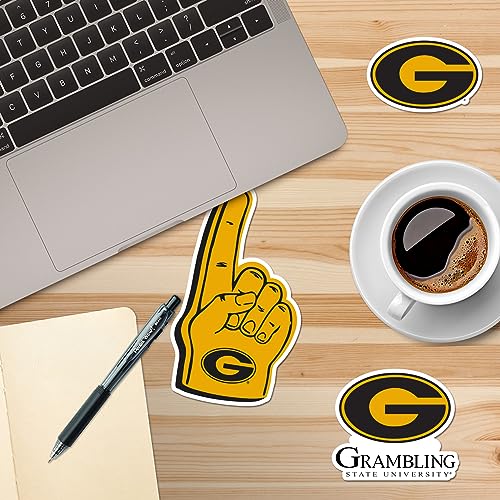Image of Grambling State University 8ct Vinyl Large Deluxe Stickers Variety Pack - Laptop, Water Bottle, Scrapbooking, Tablet, Skateboard, Indoor /Outdoor - Set of 8