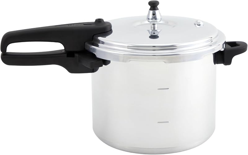 7 Quart Stovetop Aluminum Presure Cooker with safety valves for risk-free opening
