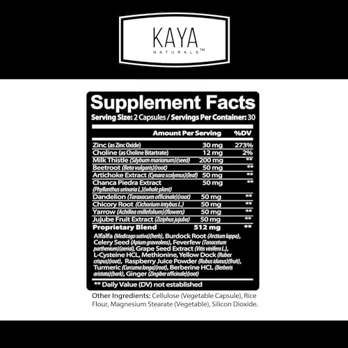 Kaya Naturals Liver Cleanse Detox & Repair | Milk Thistle Liver Supplement | Liver Detox for Women and Men | Artichoke Extract and Dandelion Root Capsules | 60 Count - Thumbnail 2
