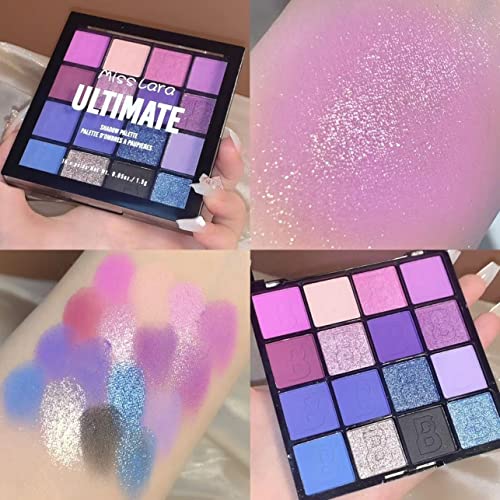 Blue Purple Eyeshadow Palette,16 Colors Matte Glitter Eyeshadow, Forest Green Yellow Long Lasting Colorful Eye Shadow Palette ,Green Glitter Makeup For Girls And Women (1# Blue Purple Enchantress) #TOP1