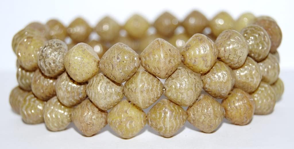 60 pcs Bicone Pressed Glass Beads Wasp Nest, Mixed Colors Travertin (Mix 86800), Glass, Czech Republic, Size 12 mm (0.47 in)
