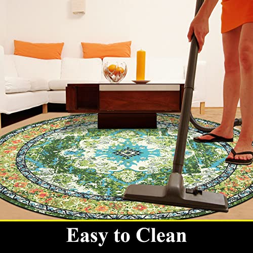 Vaukki Vintage 4 Ft Round Desk Chair Mat, Non Slip Desk Floor Mat For Hardwood Floor, Waterproof Office Floor Mat Chair Floor Protector For Rolling Chair, Green #TOP4