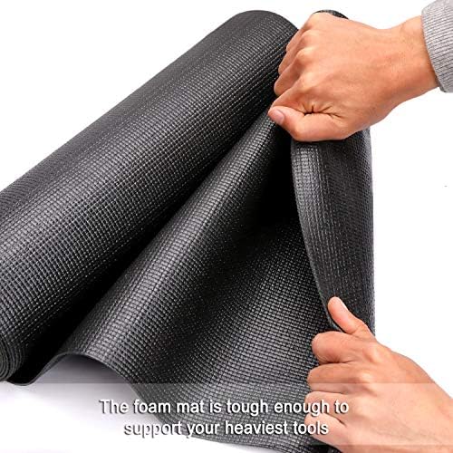CASOMAN Professional Tool Box Liner and Drawer Liners, Easy Cut, Non Slip Rubber Matting Roll, Toolbox Foam Liner Mat - Thick Cabinet Liners, Black, 16 inch (wide) x 16 feet (long)
