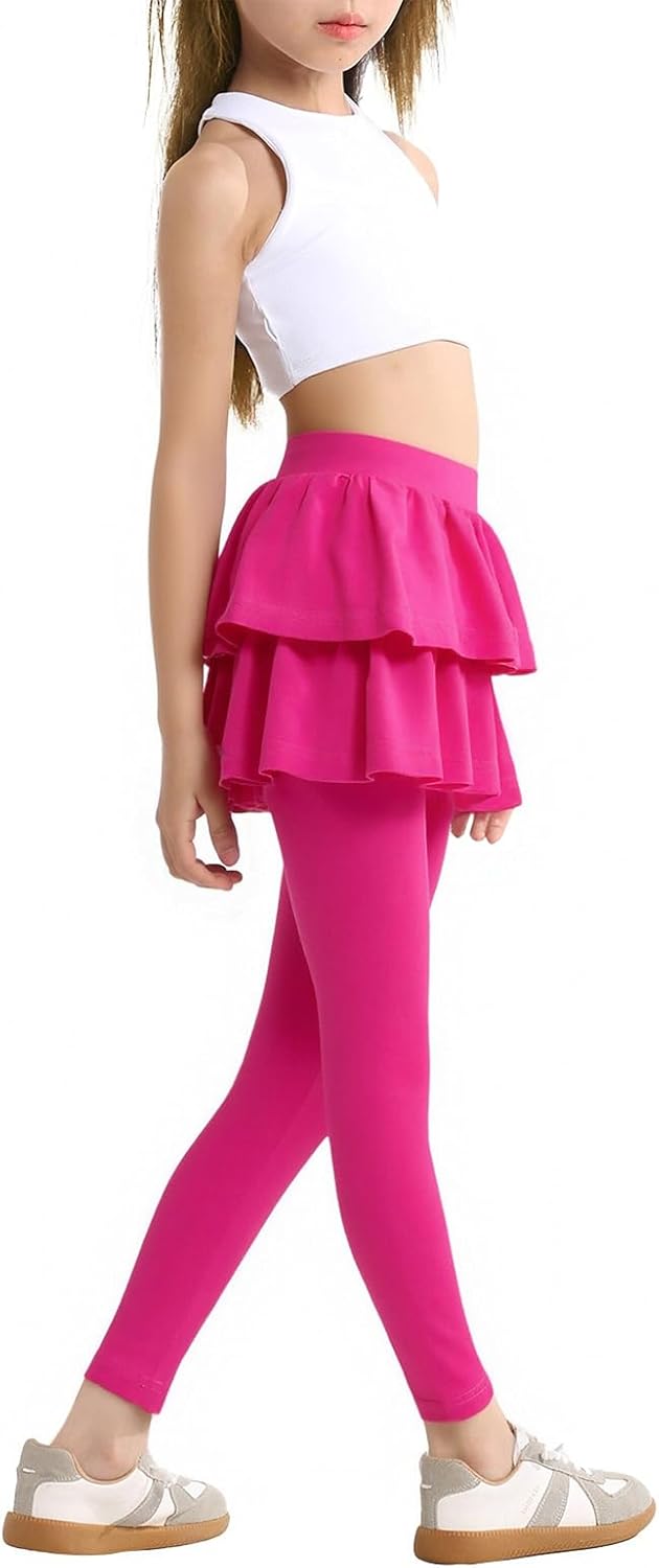 Skirt Leggings for Girls School Uniform, Pants for Girls Kids Toddler Ruffle Skirt Pull On Warm Clothes - Image 2