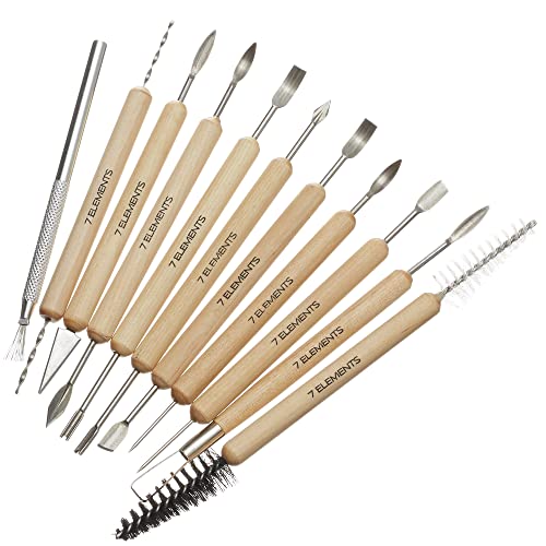 7 Elements 11Piece Clay Pottery Tool Set for Modeling, Sculpting