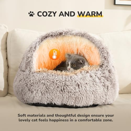 CATISM Plush Hooded Cat Bed, Calming Nest, Self-Warming Cave, Cozy Pod for Indoor Cats or Small Dogs, Removable Washable Cove With Non-Slip Bottom by CATISM - Image 5
