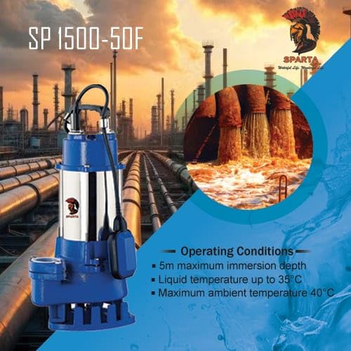 Image of Sparta SP-1500-50F, 2.0 HP Sewage Sumbersible Dewatering Pump | Pure Copper Motor| 10 mm solid handing capacity suitable for clearing dirty water, discharging domestic waste water| Automatic operation