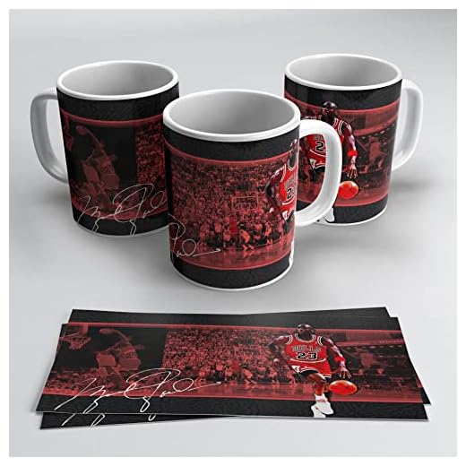 newseny Taza Michael Jordan con firma (Regalo para fans de Jordan AIR NBA) - Cerámica 355ml