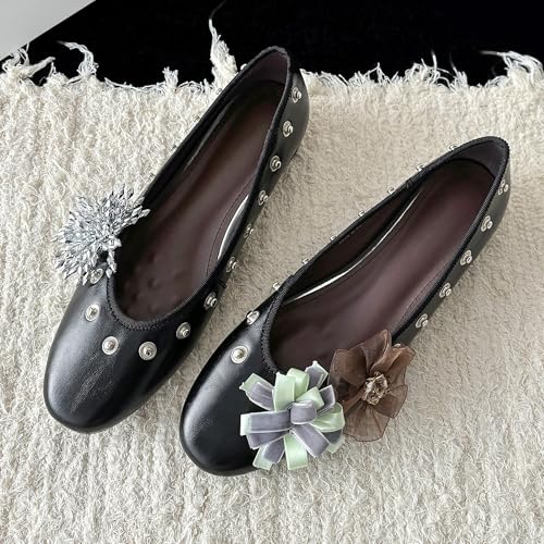 Women Floral Ballet Flats Marry Jane Flat Pumps Round Toe Comfortable Dress Shoes with Buckle3