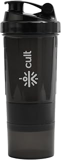Cult Spider Gym Shaker Bottle | 550ml | 2 Storage Compartment | Workout | Shaker Bottle for Men & Women | Black Price In India