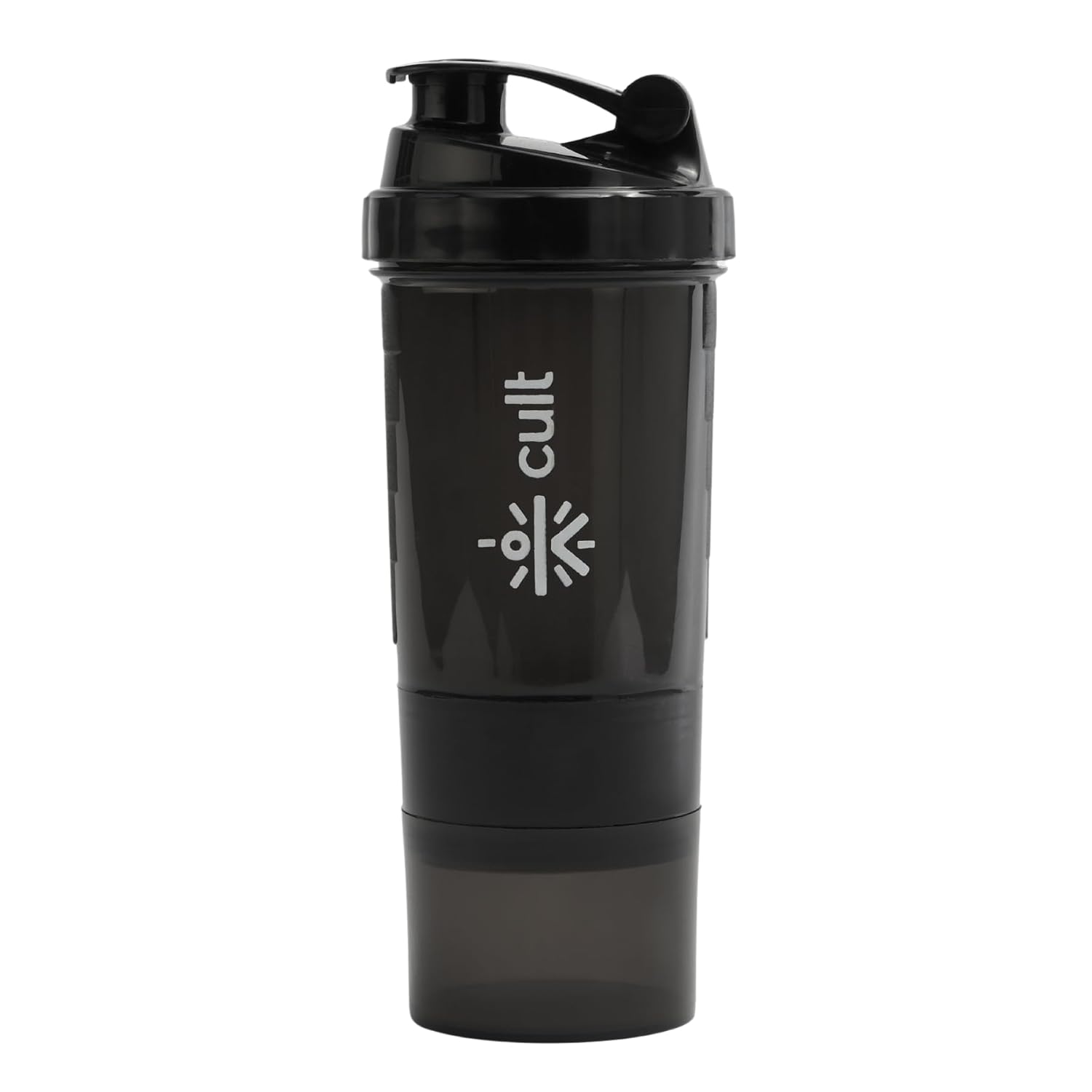 Cult Spider Gym Shaker Bottle | 550ml | 2 Storage Compartment | Workout | Shaker Bottle for Men & Women | Black